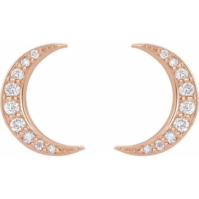 Diamond Crescent Moon Studs - Nashelle