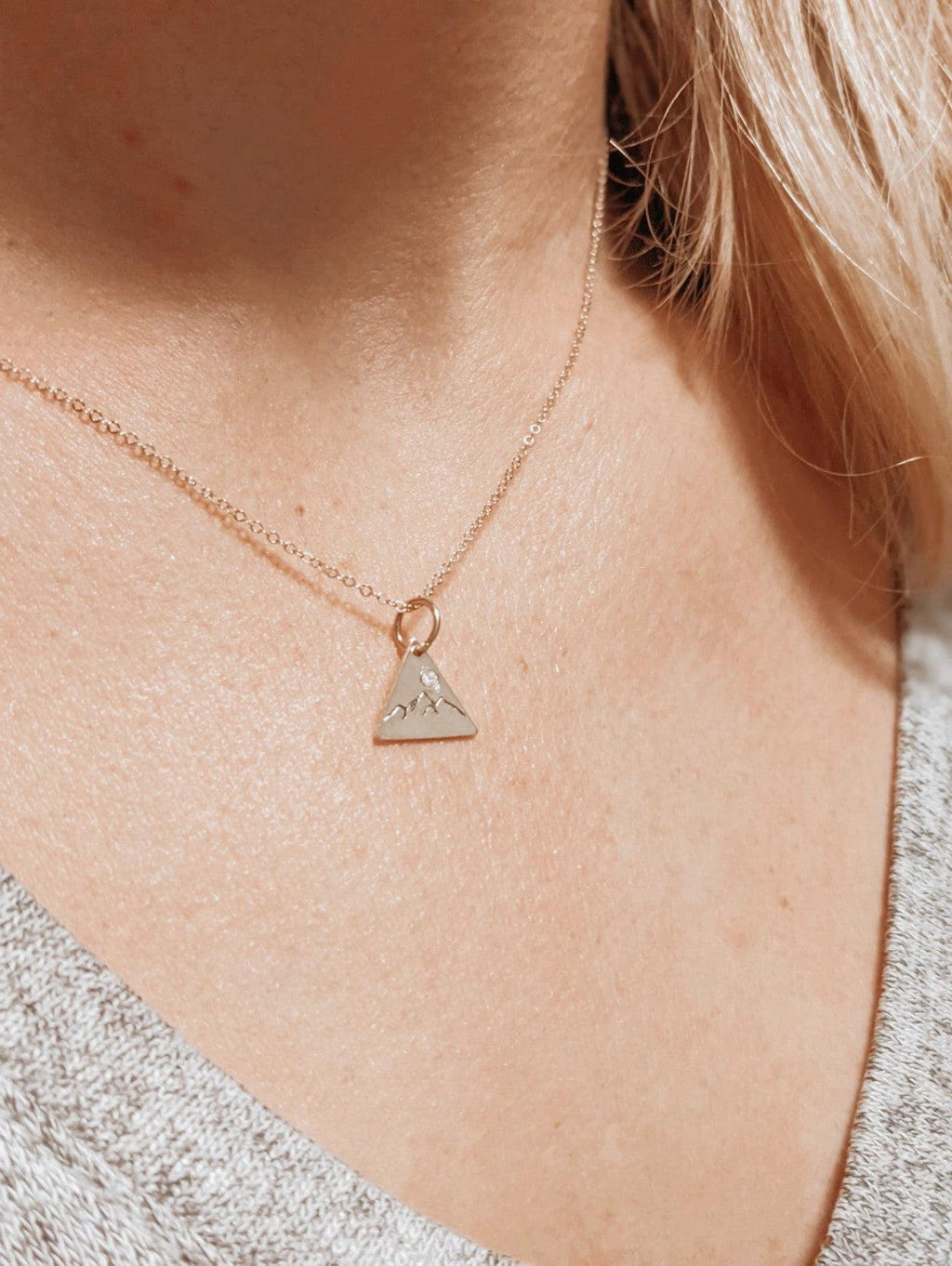 Triangle Mountain Necklace with Diamond - Nashelle