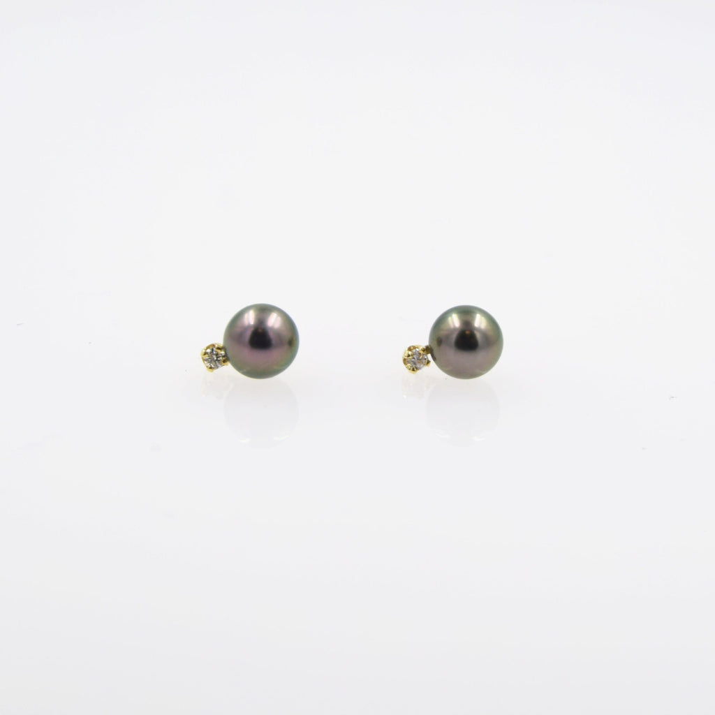 Diamond & Tahitian Pearl Studs - Nashelle