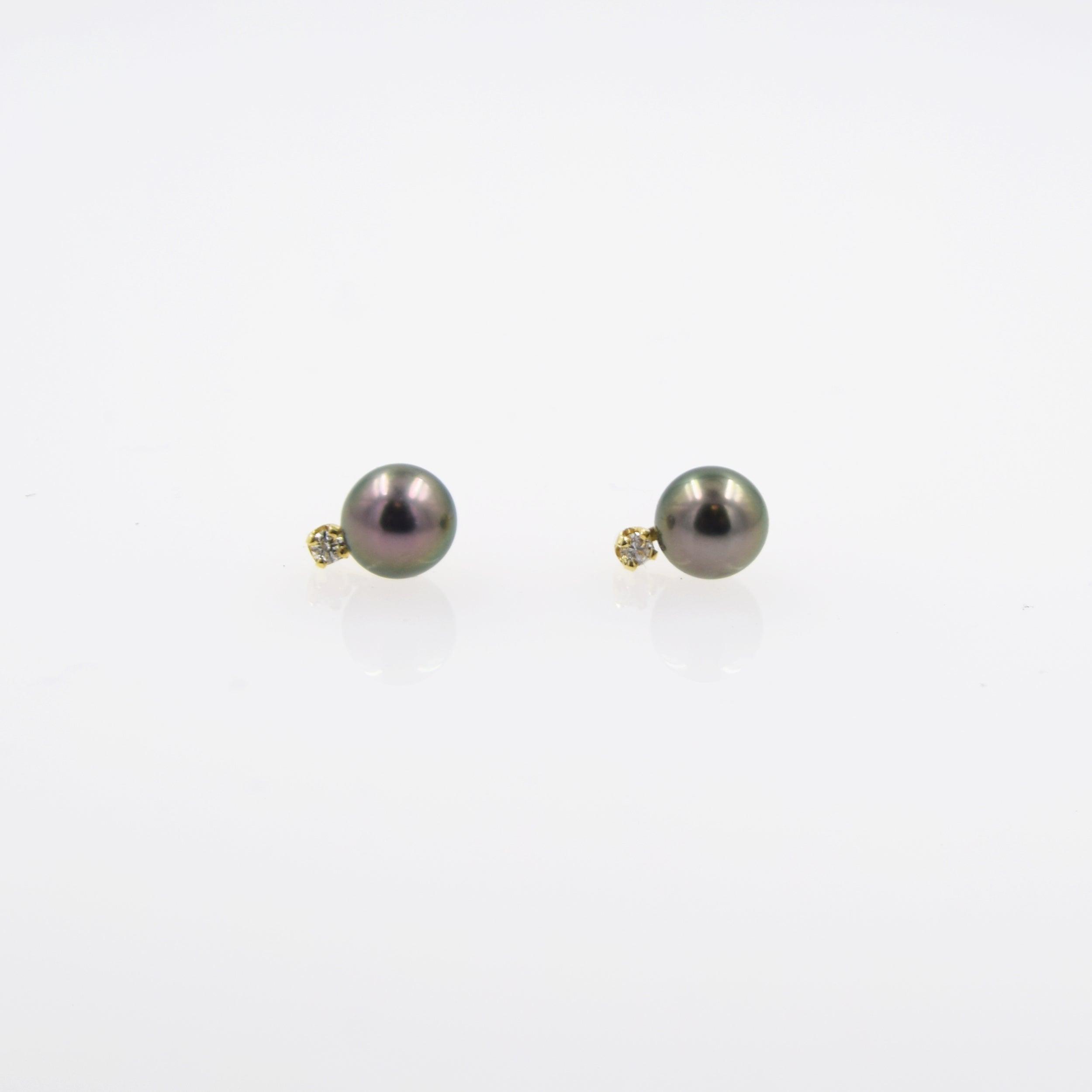 Diamond & Tahitian Pearl Studs - Nashelle