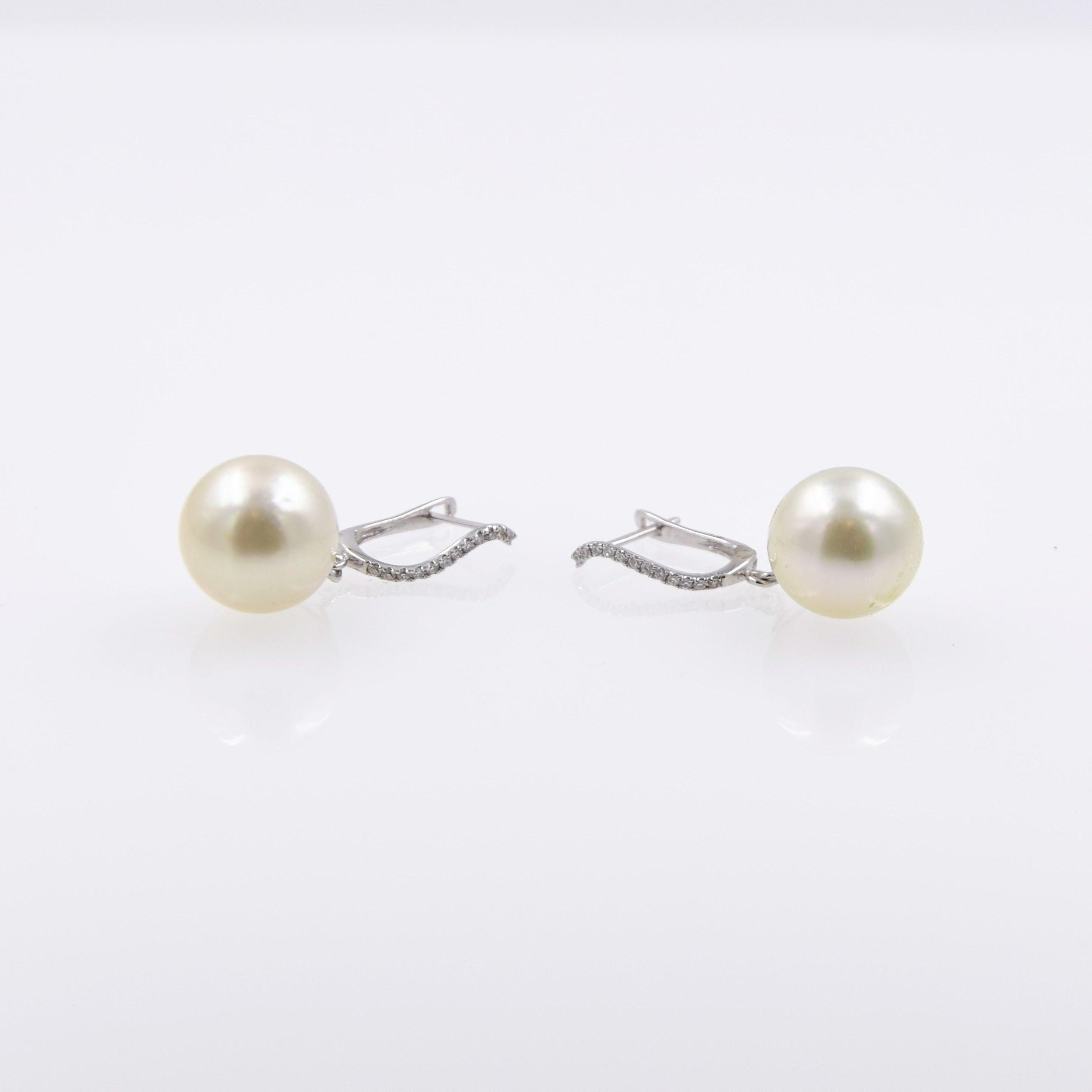 South Sea Pearl Diamond Drop Earrings - Nashelle