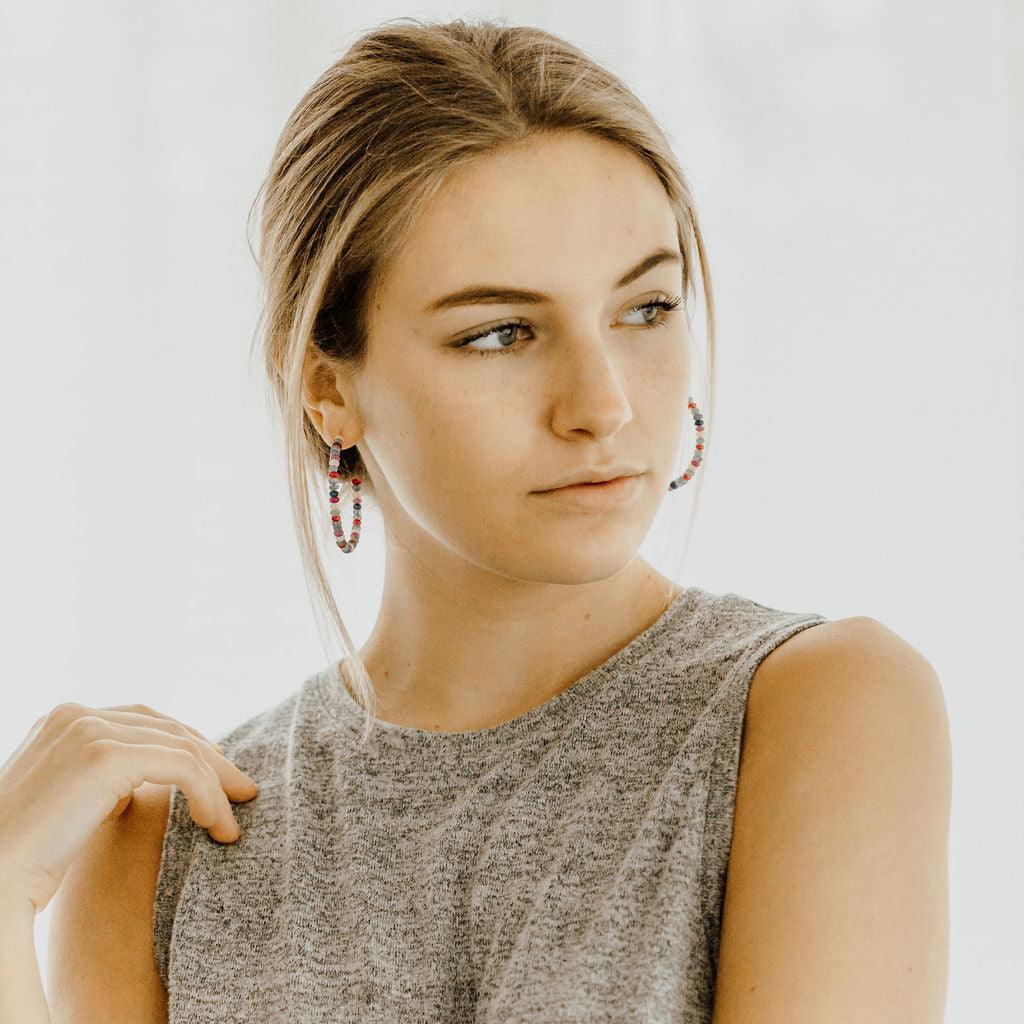HARLOW Beaded Hoop Earrings - Nashelle