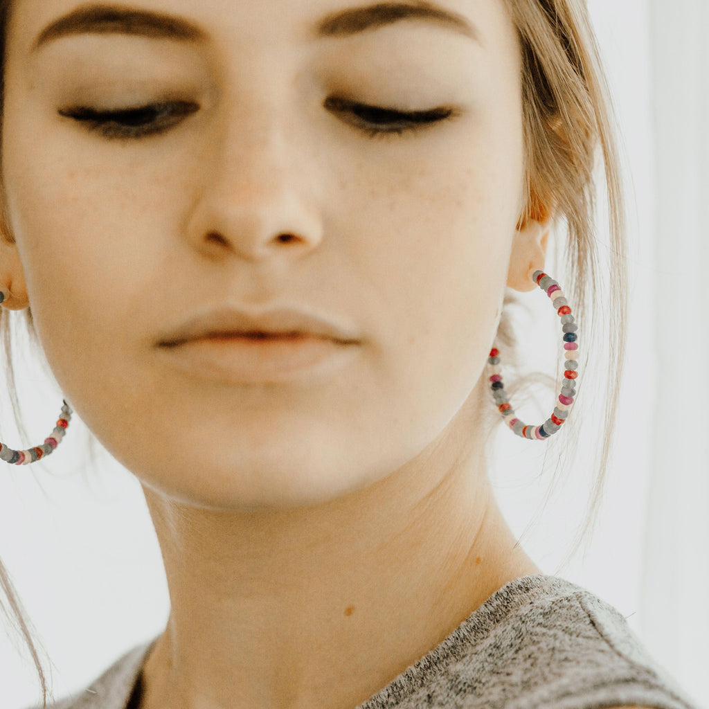 HARLOW Beaded Hoop Earrings - Nashelle