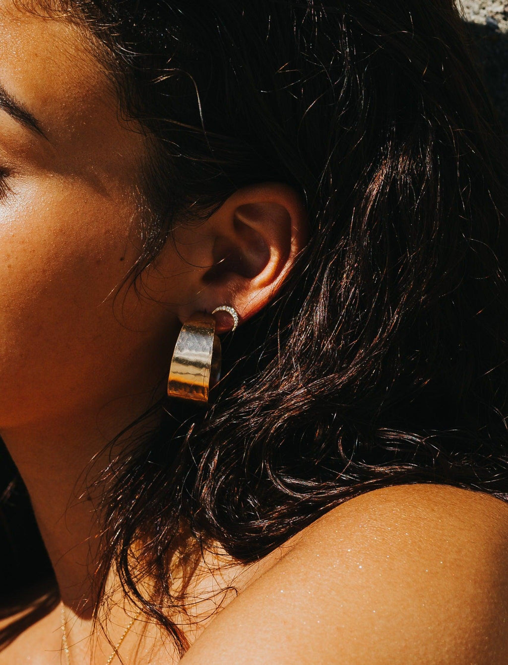 Diamond Crescent Moon Studs - Nashelle