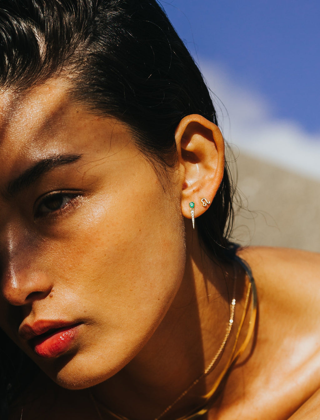 Diamond & Emerald Spike Studs