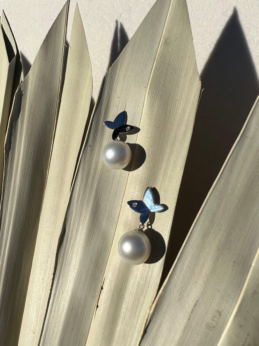 Diamond & South Sea Pearl Butterfly Earrings - Nashelle