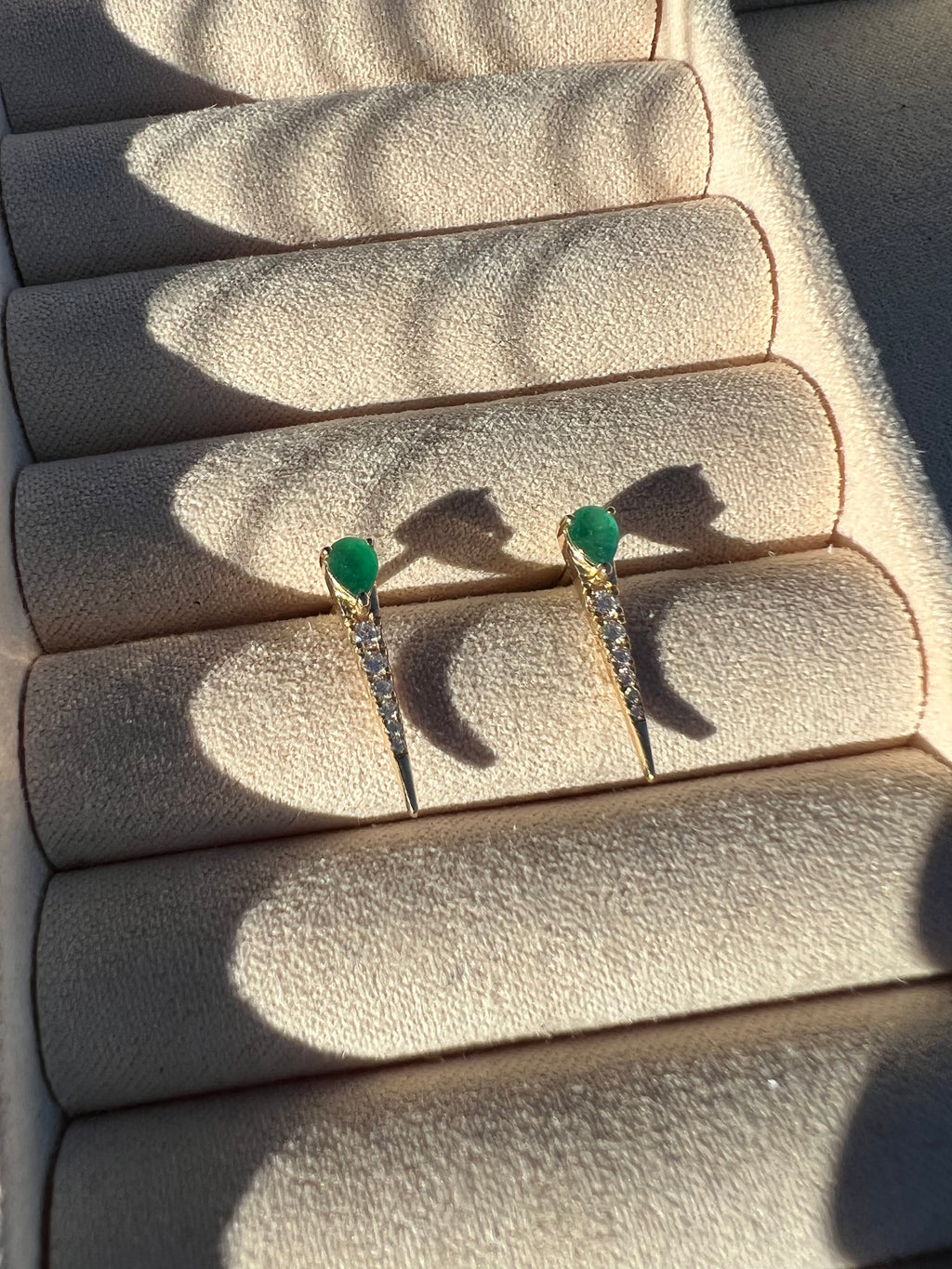 Diamond & Emerald Spike Studs