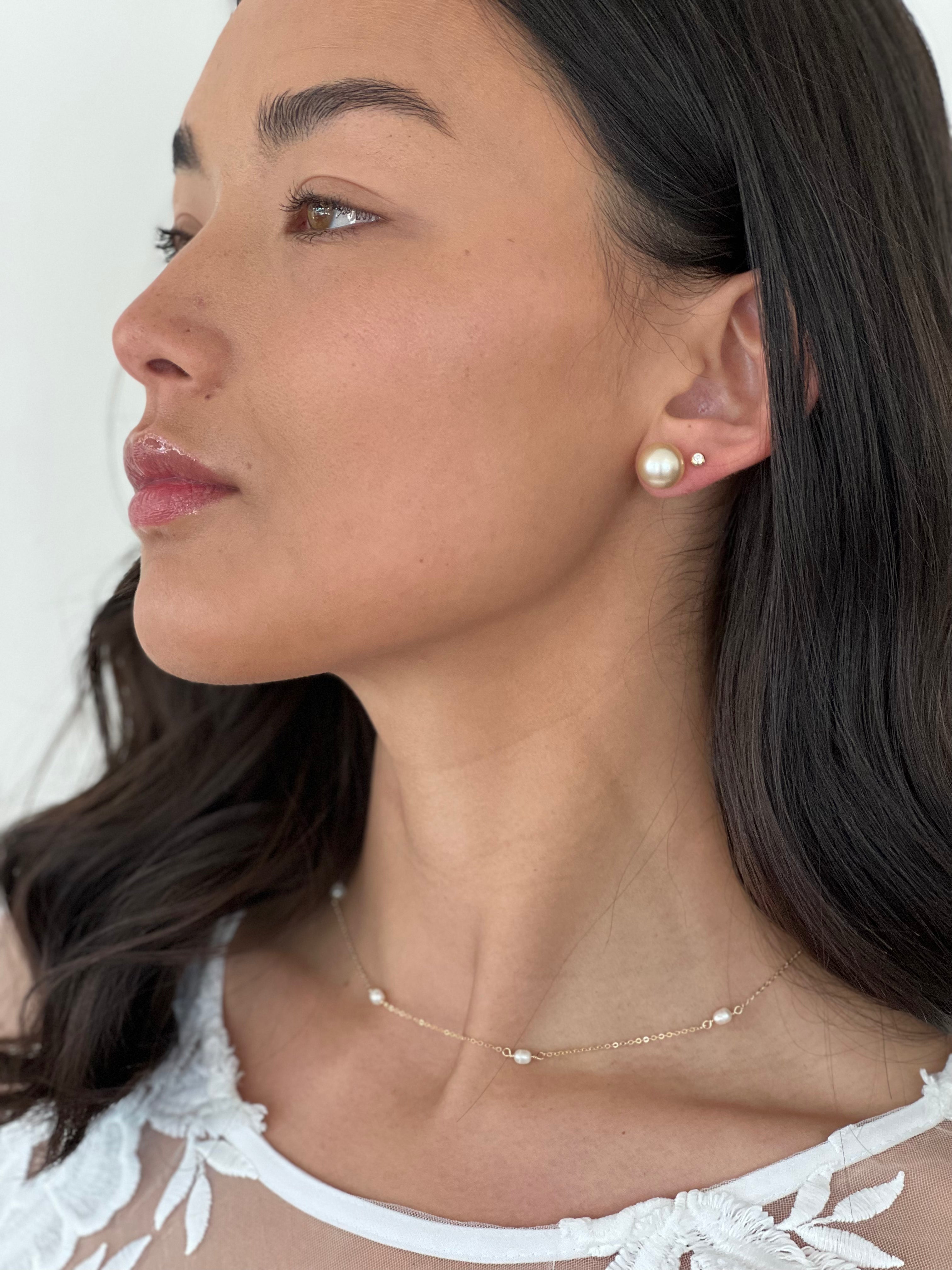 Champagne South Sea Pearl Studs - Nashelle