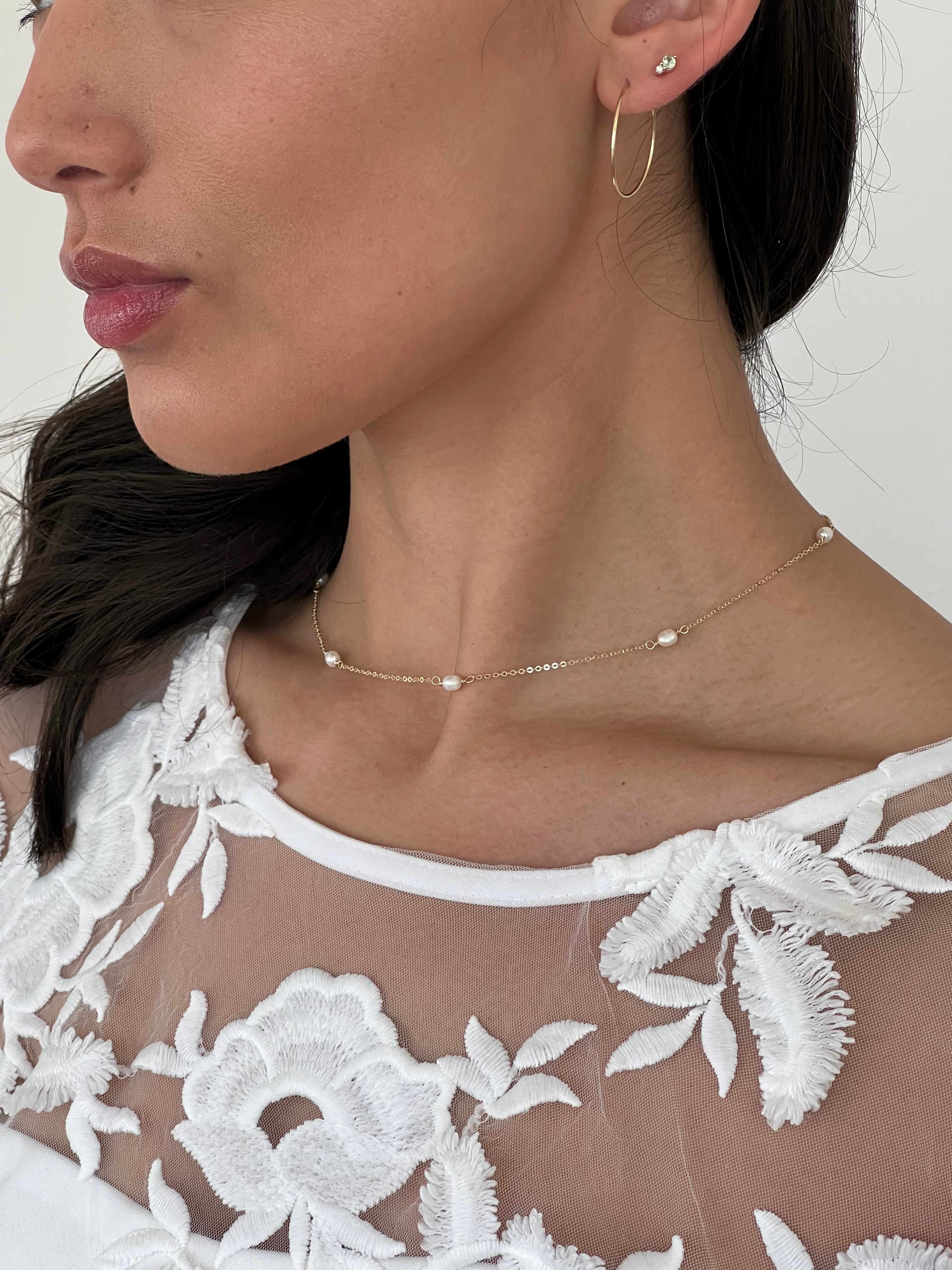 Pearl & Dainty Chain Necklace - Nashelle