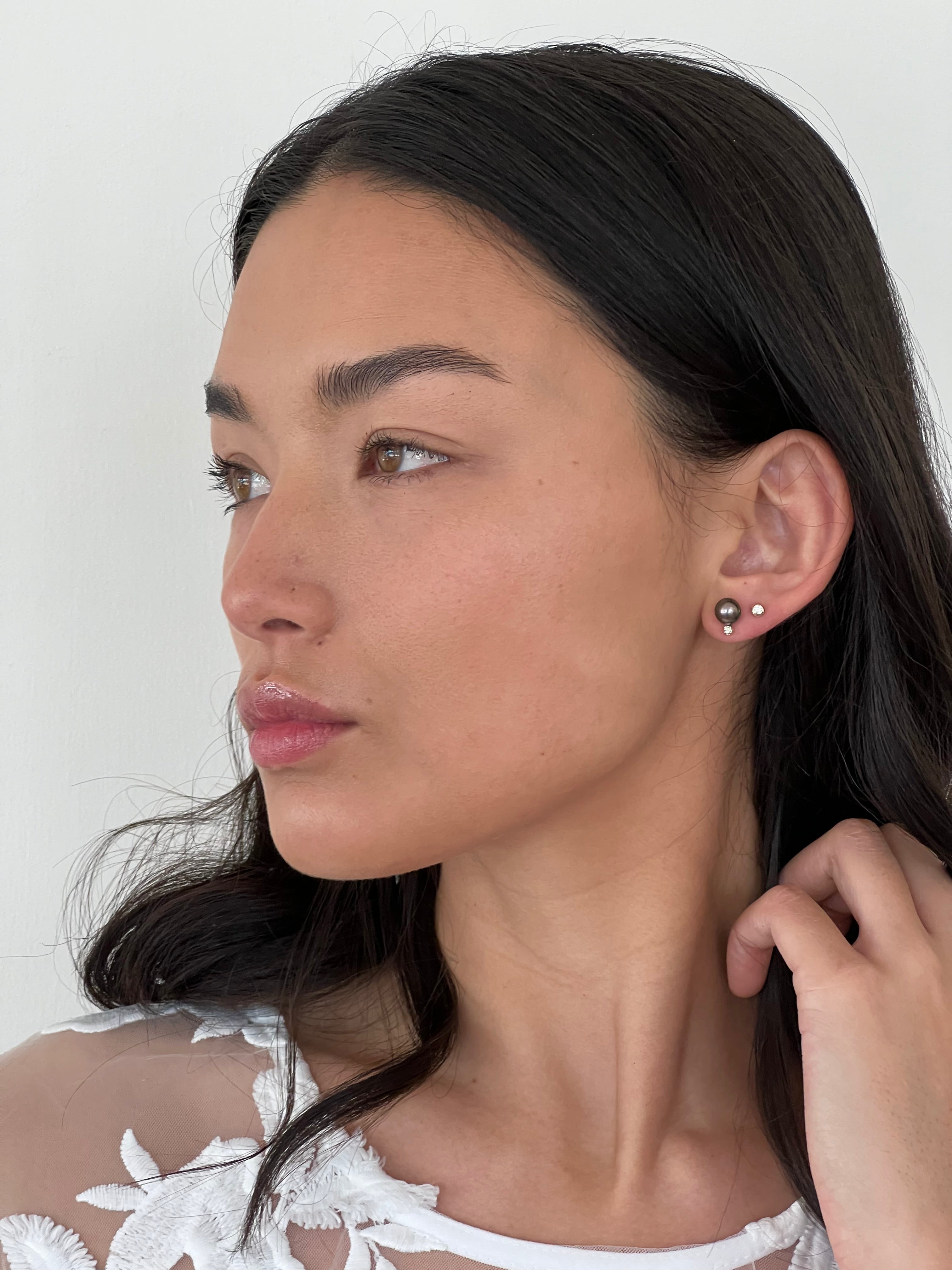 Diamond & Tahitian Pearl Studs - Nashelle