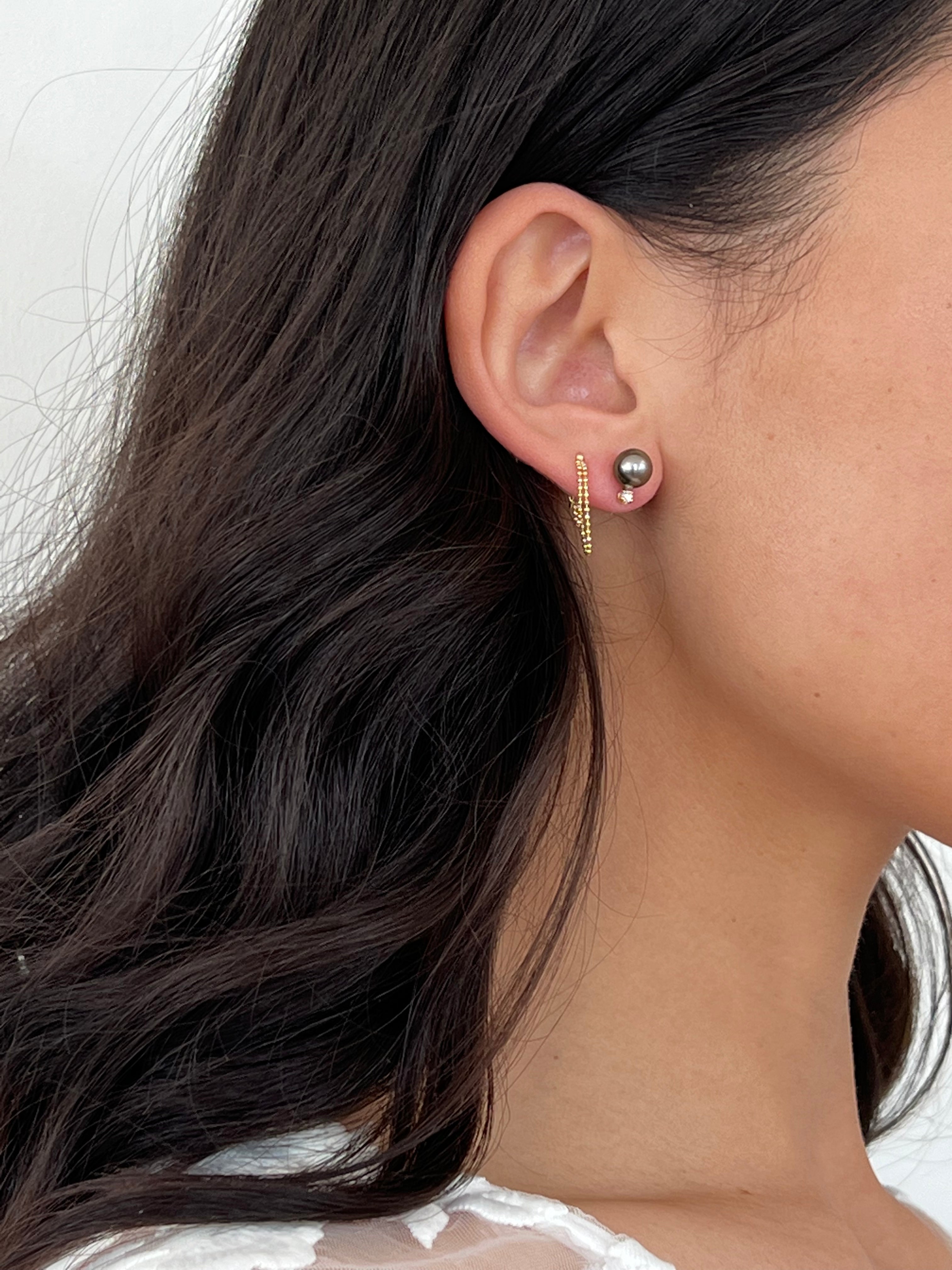 Diamond & Tahitian Pearl Studs - Nashelle