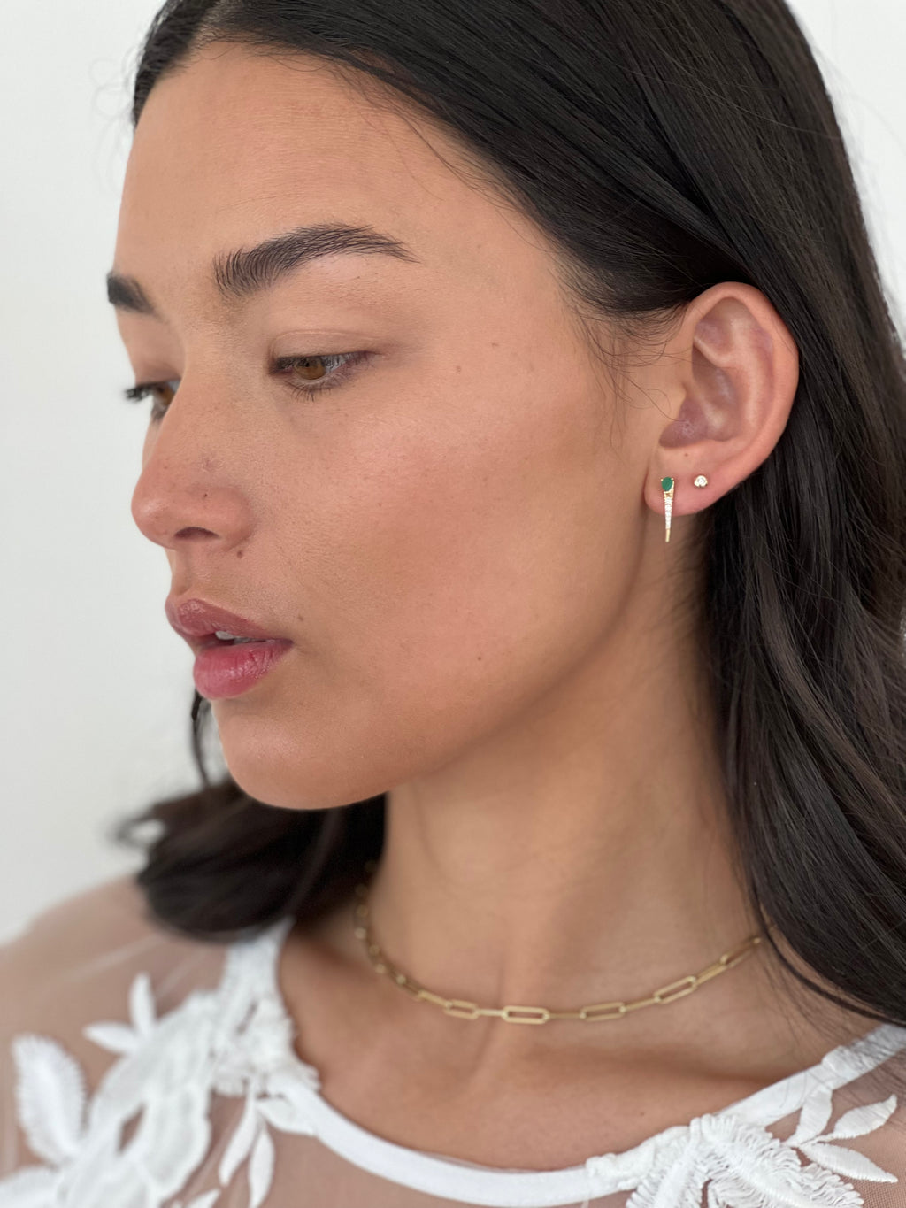 Diamond & Emerald Spike Studs