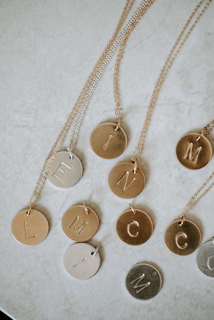 Single Letter Classic Coin Necklace