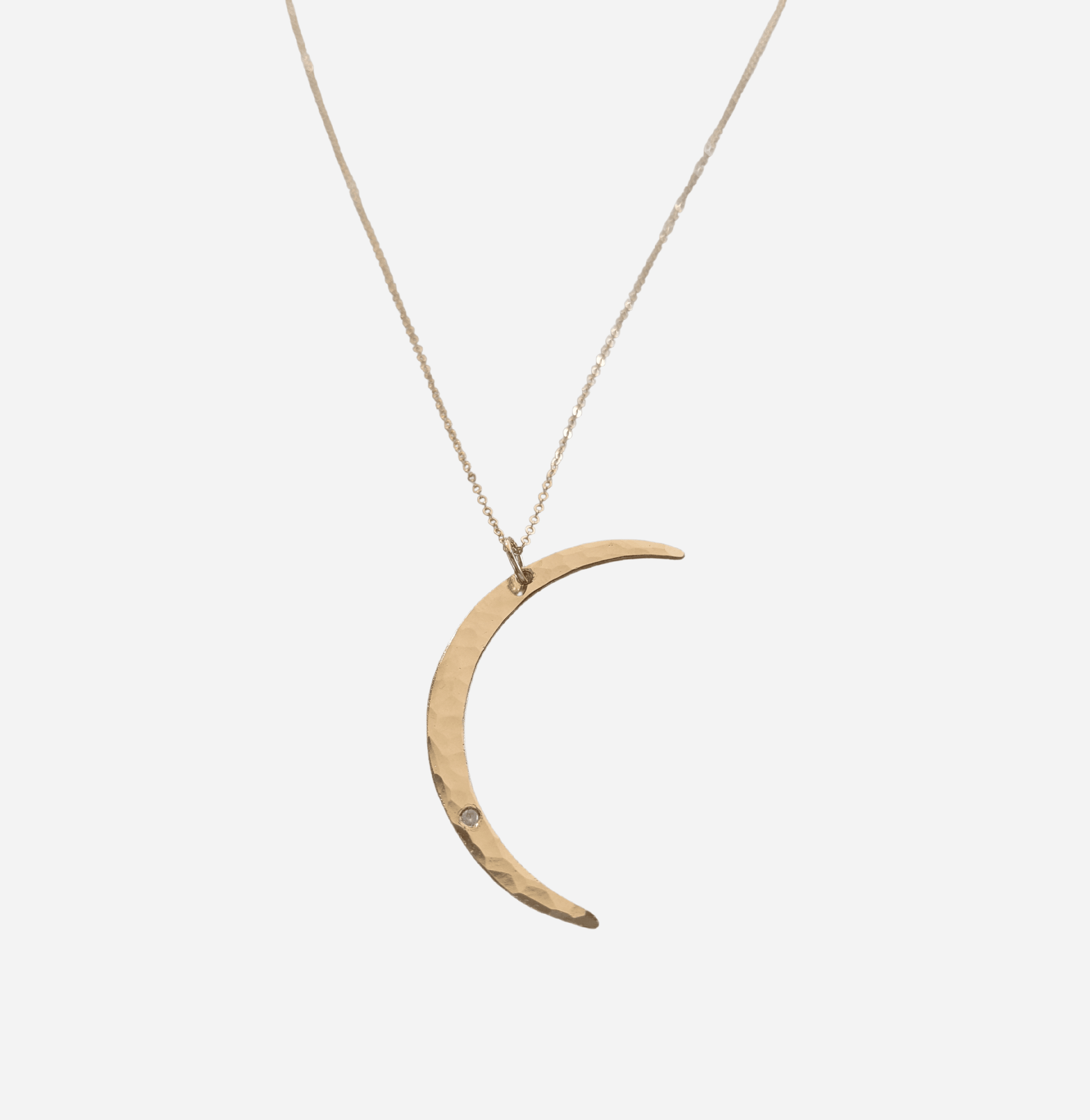 Crescent Moon Necklace with Diamond - Nashelle
