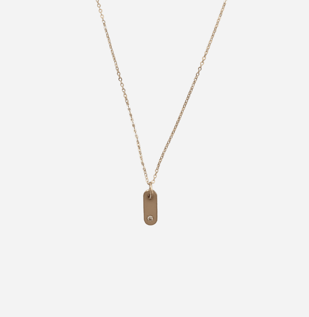 Initial Rounded Bar Charm Necklace with Diamond - Nashelle