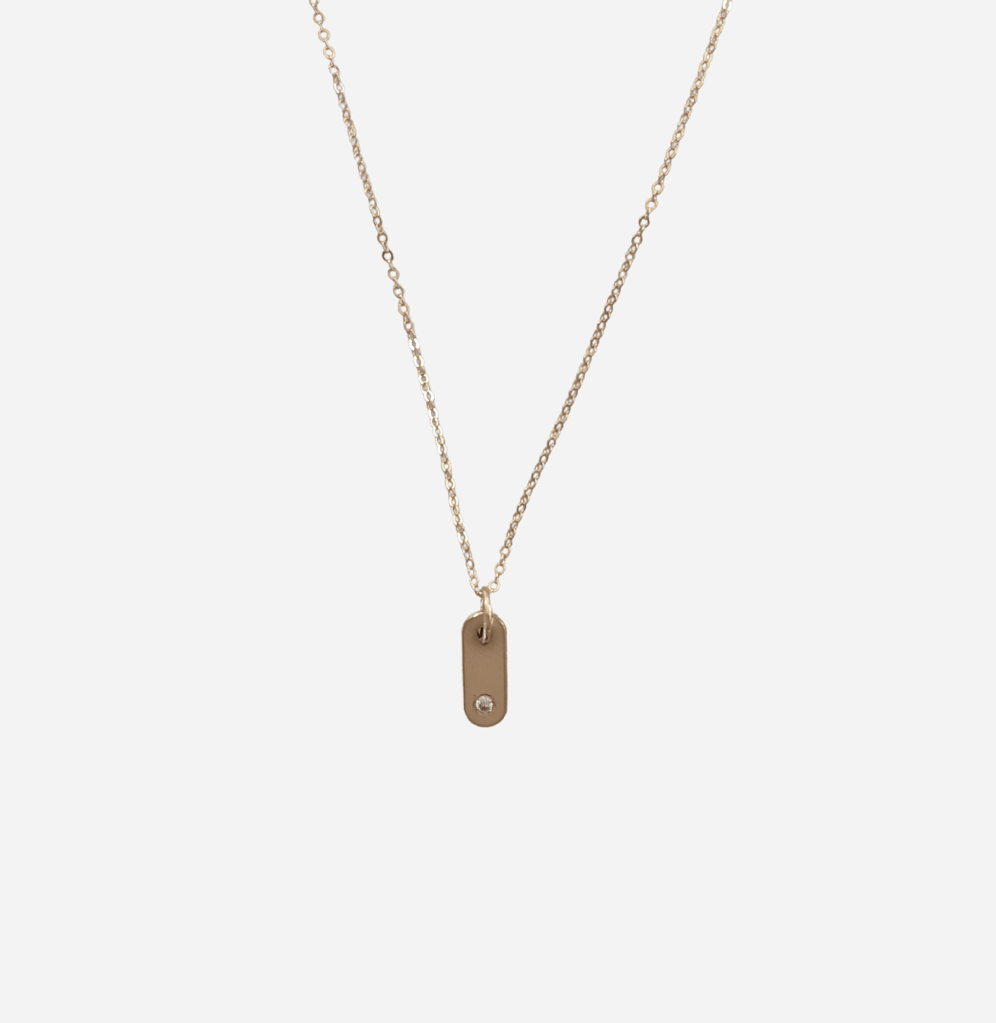 Initial Rounded Bar Charm Necklace with Diamond - Nashelle