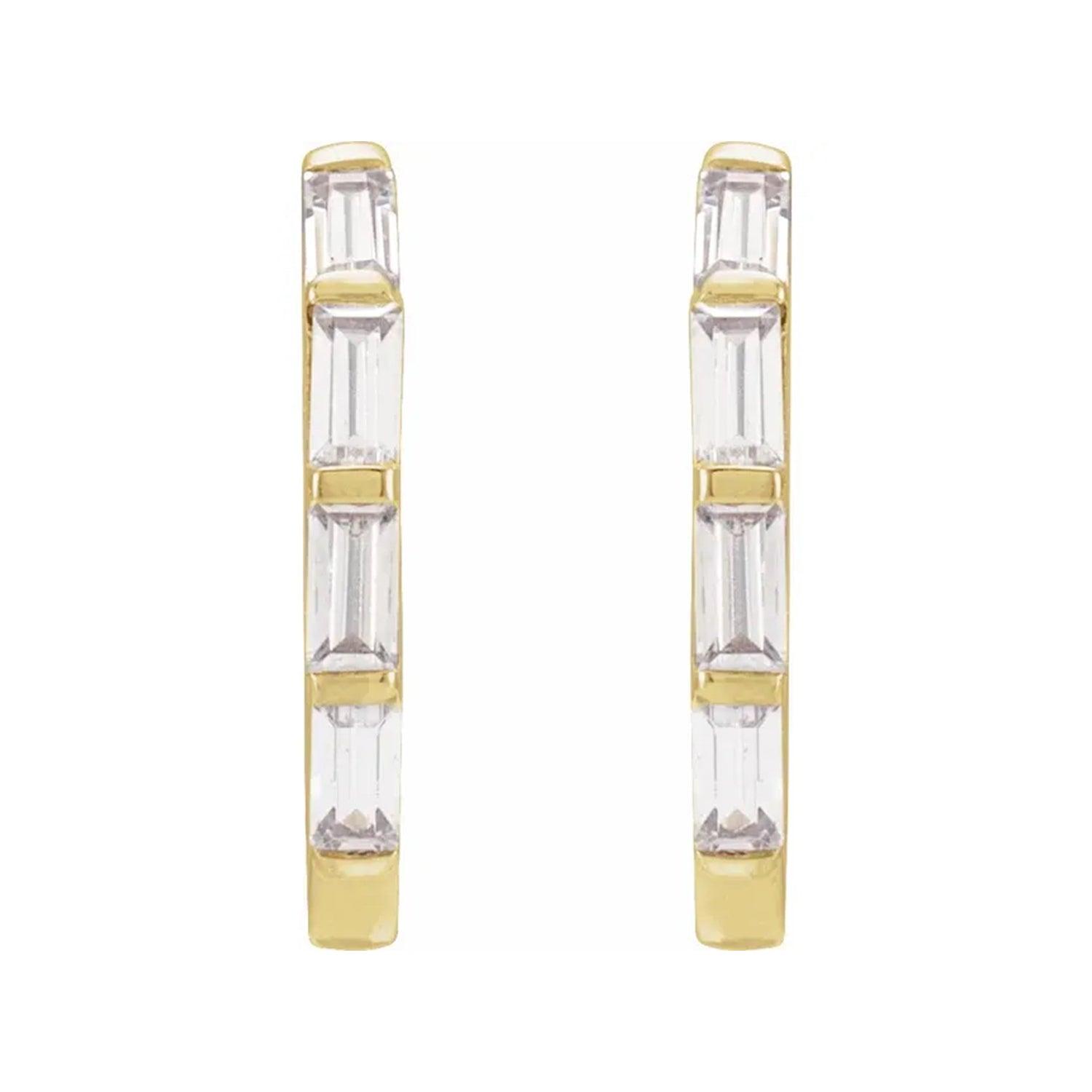 Baguette Diamond Huggies - Nashelle