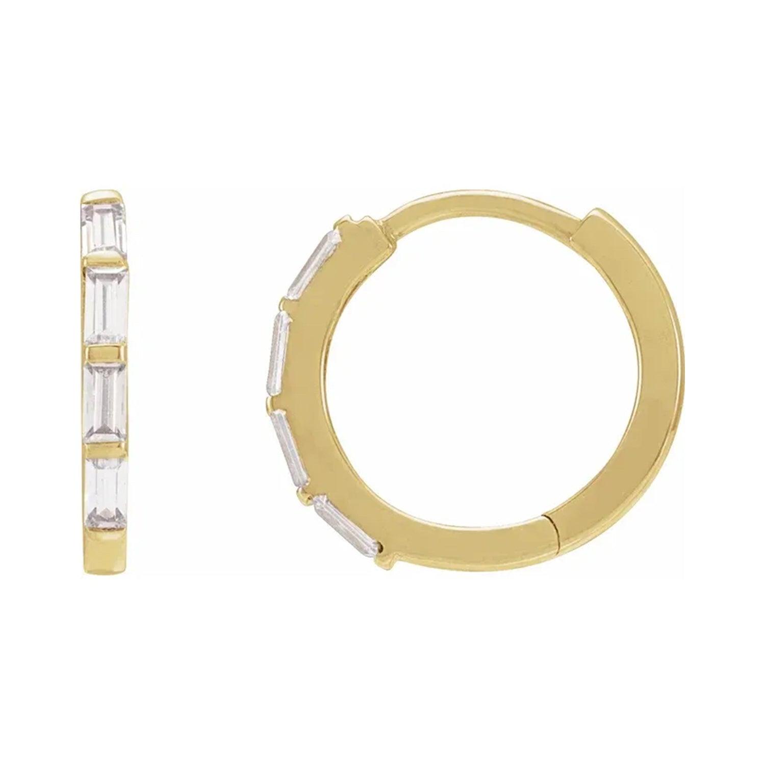 Baguette Diamond Huggies - Nashelle