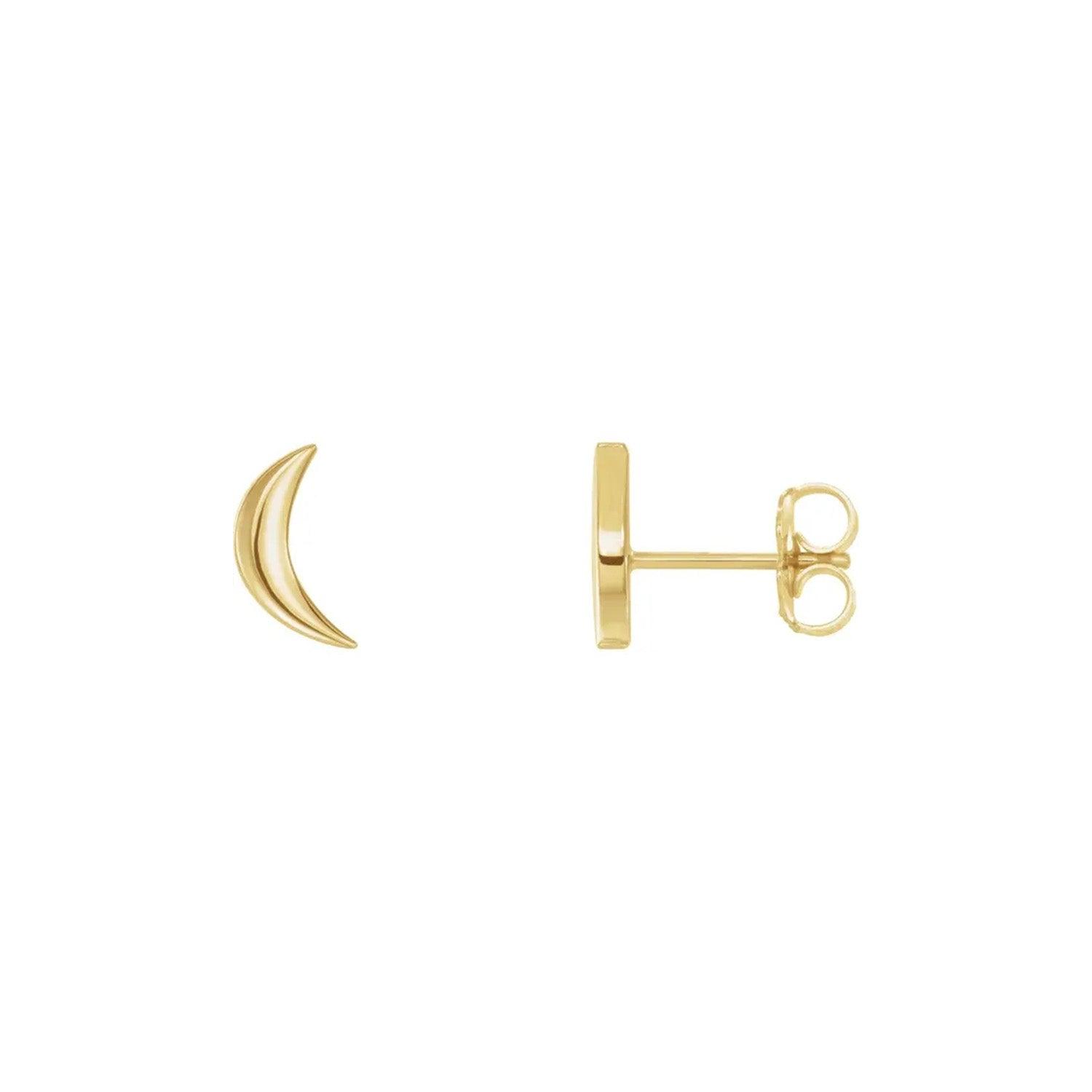 Gold Crescent Moon Studs - Nashelle
