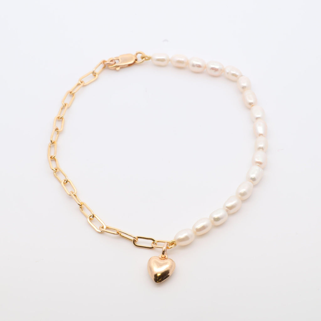Unity Pearl Bracelet with Puffy Heart - Nashelle