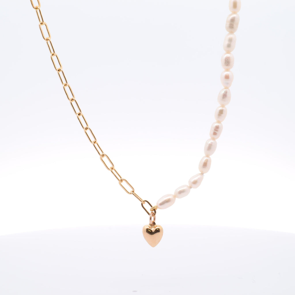 Unity Pearl Necklace With Puffy Heart - Nashelle