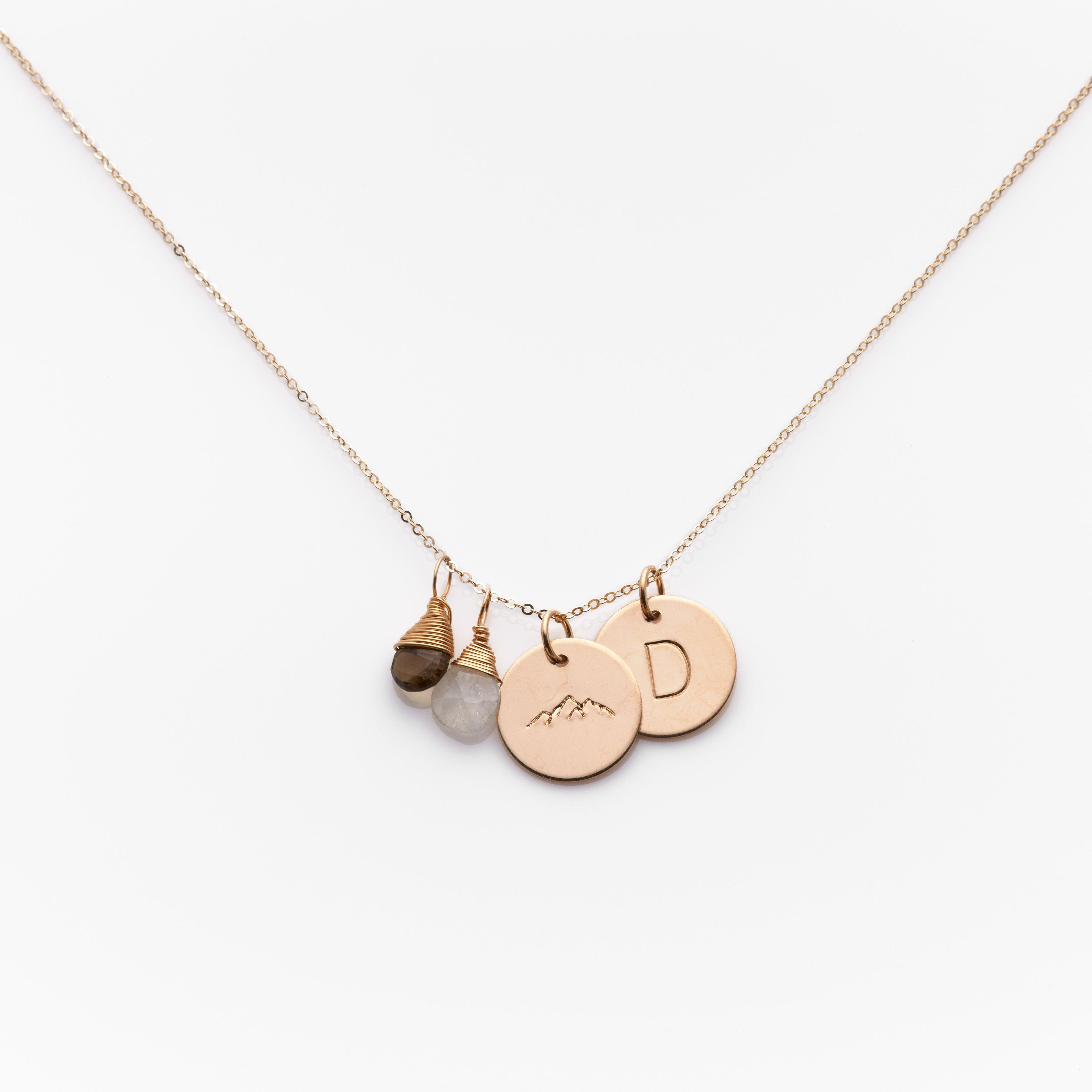 Double Classic Coin Necklace With 2 Gems - Nashelle