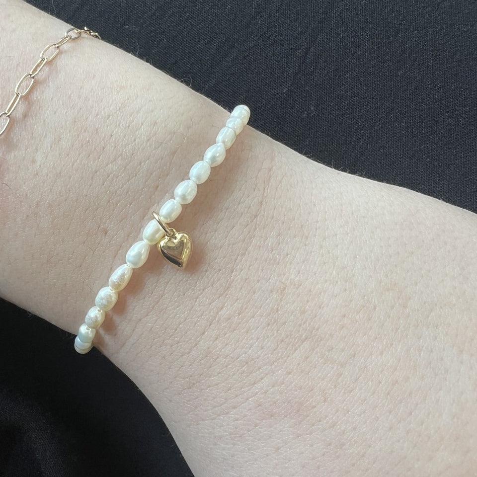 Pearl Bracelet with Puffy Heart - Nashelle