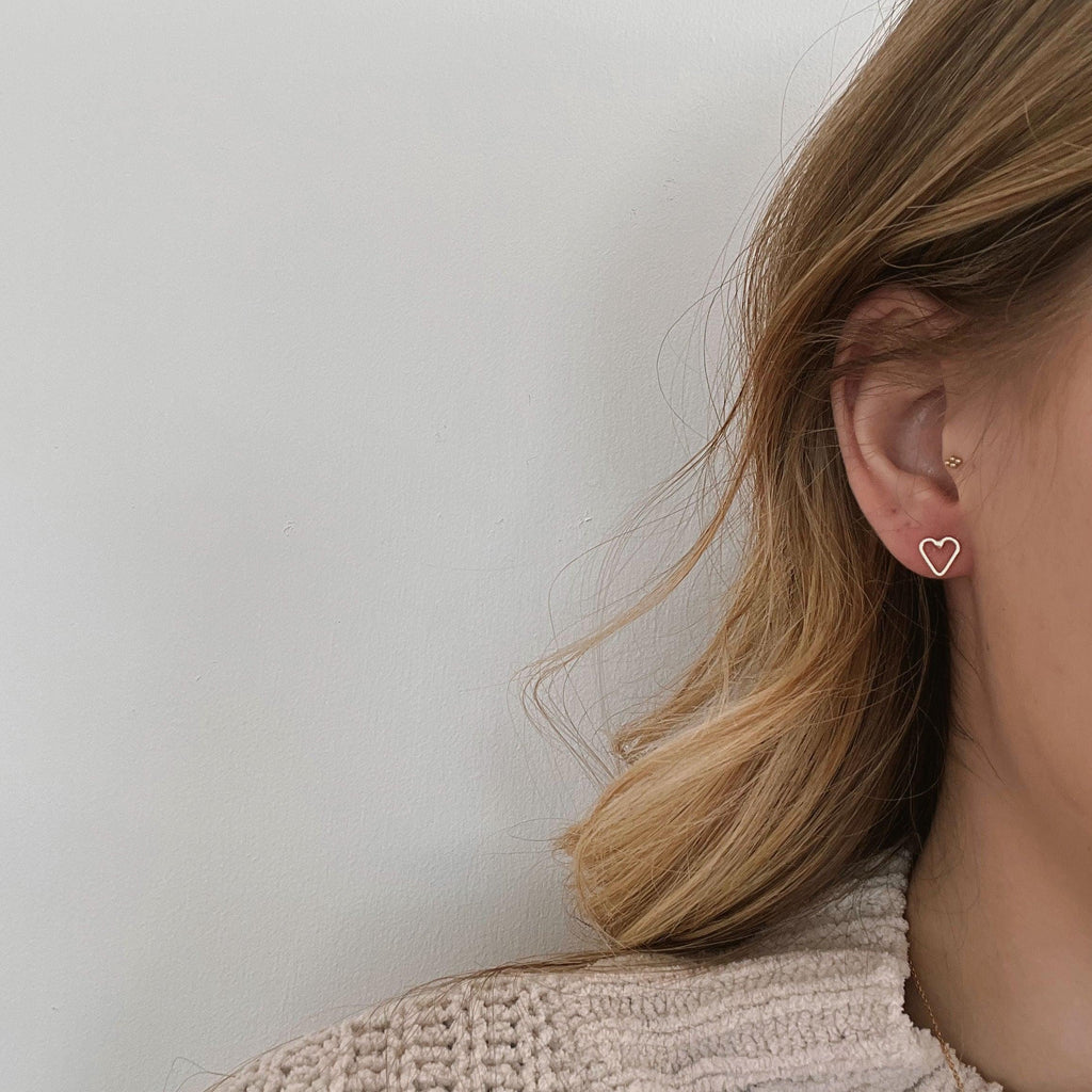 Open Heart Stud Earrings - Nashelle