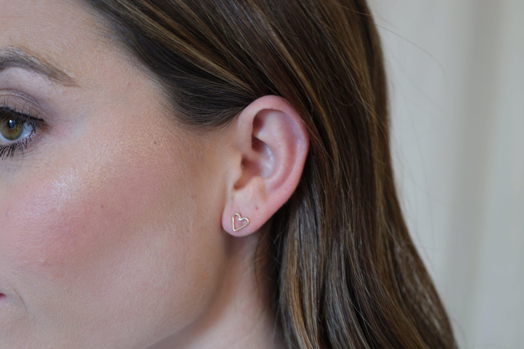 Open Heart Stud Earrings - Nashelle