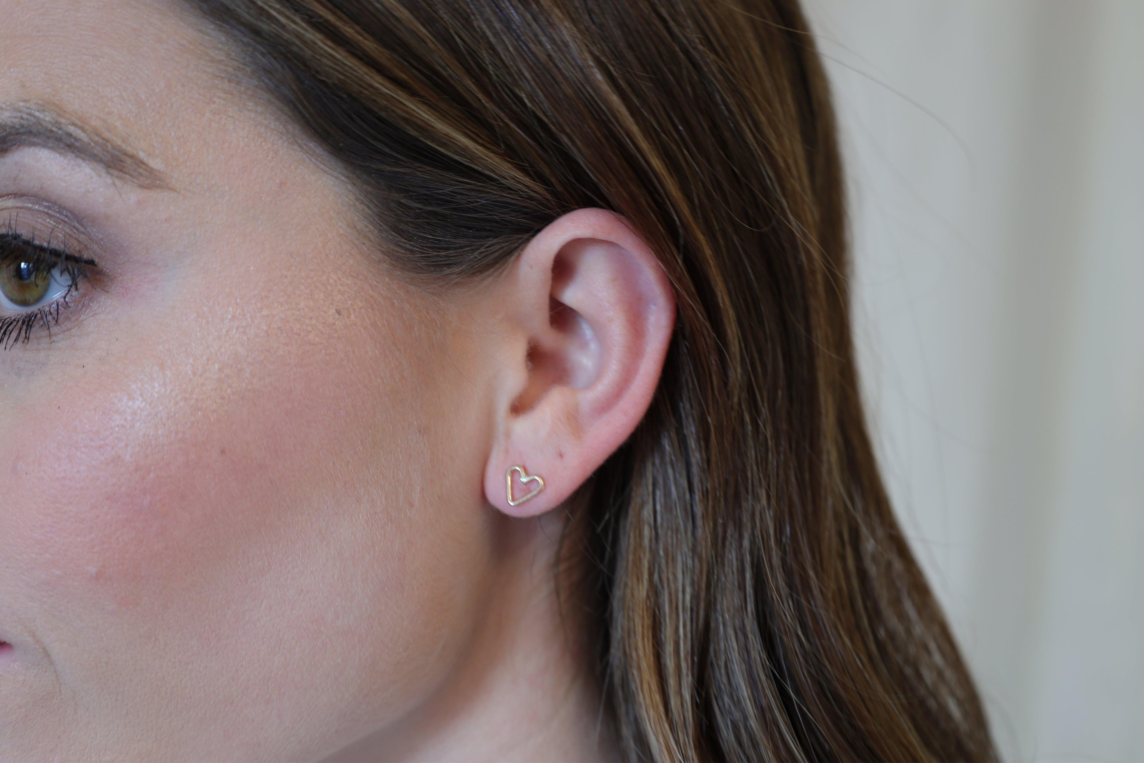 Open Heart Stud Earrings - Nashelle