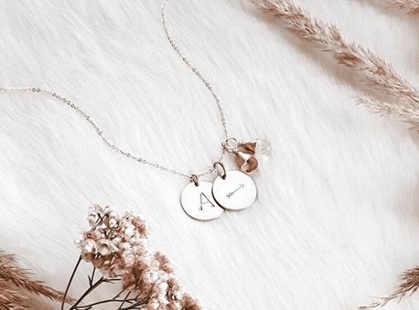 Double Classic Coin Necklace With 2 Gems - Nashelle