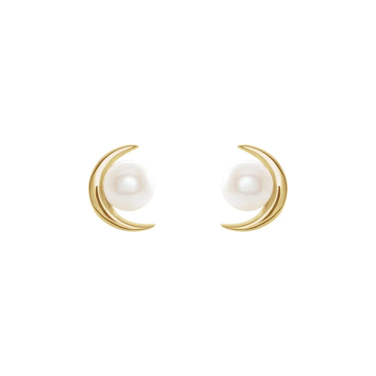 Moon & Pearl Studs - Nashelle
