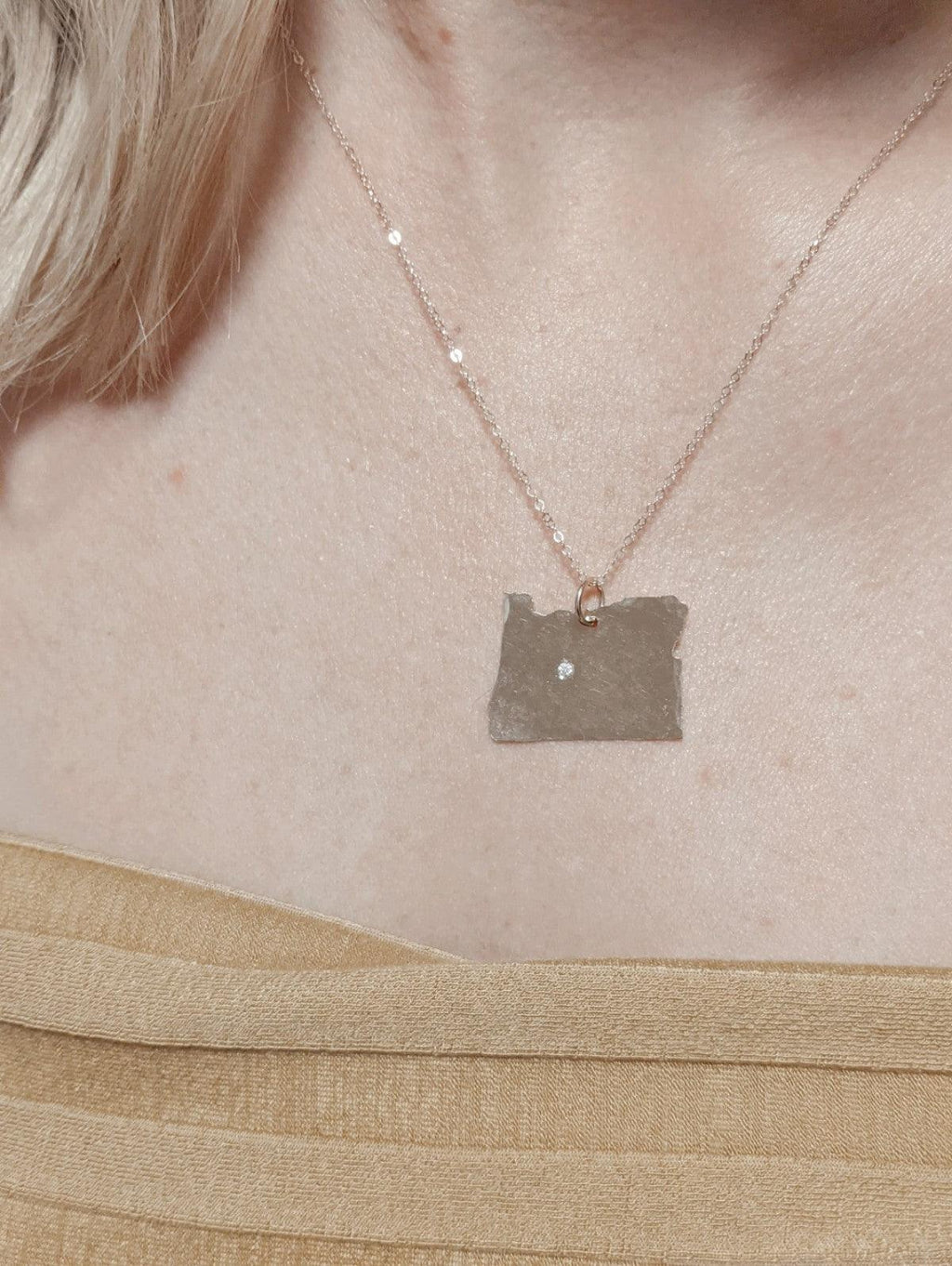 State Charm Necklace with Diamond - Nashelle