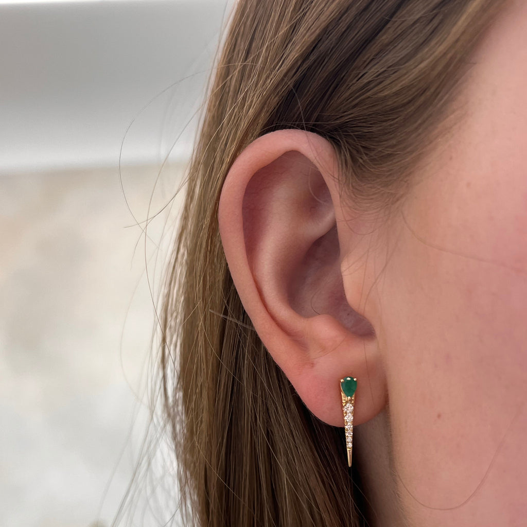 Diamond & Emerald Spike Studs