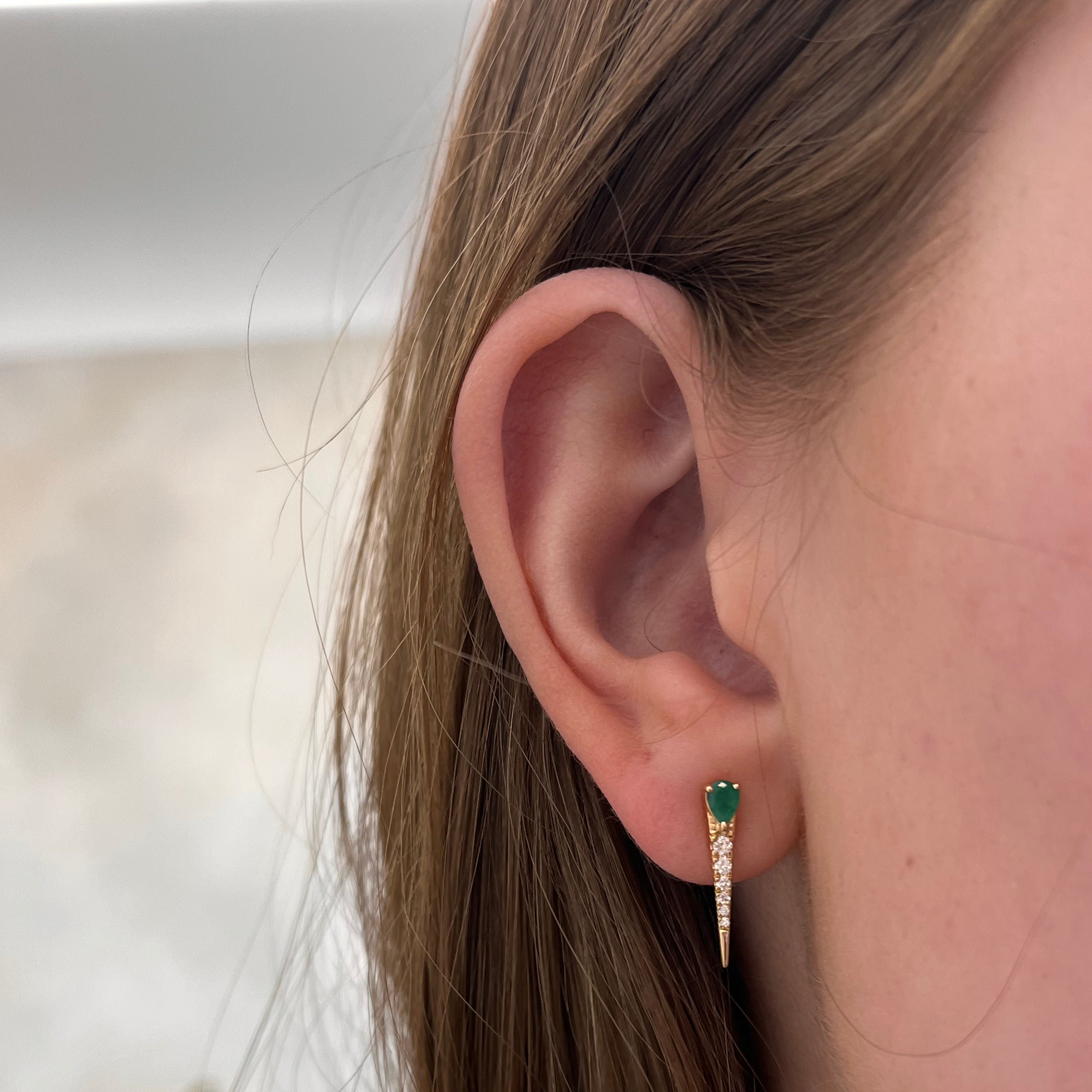 Diamond & Emerald Spike Studs